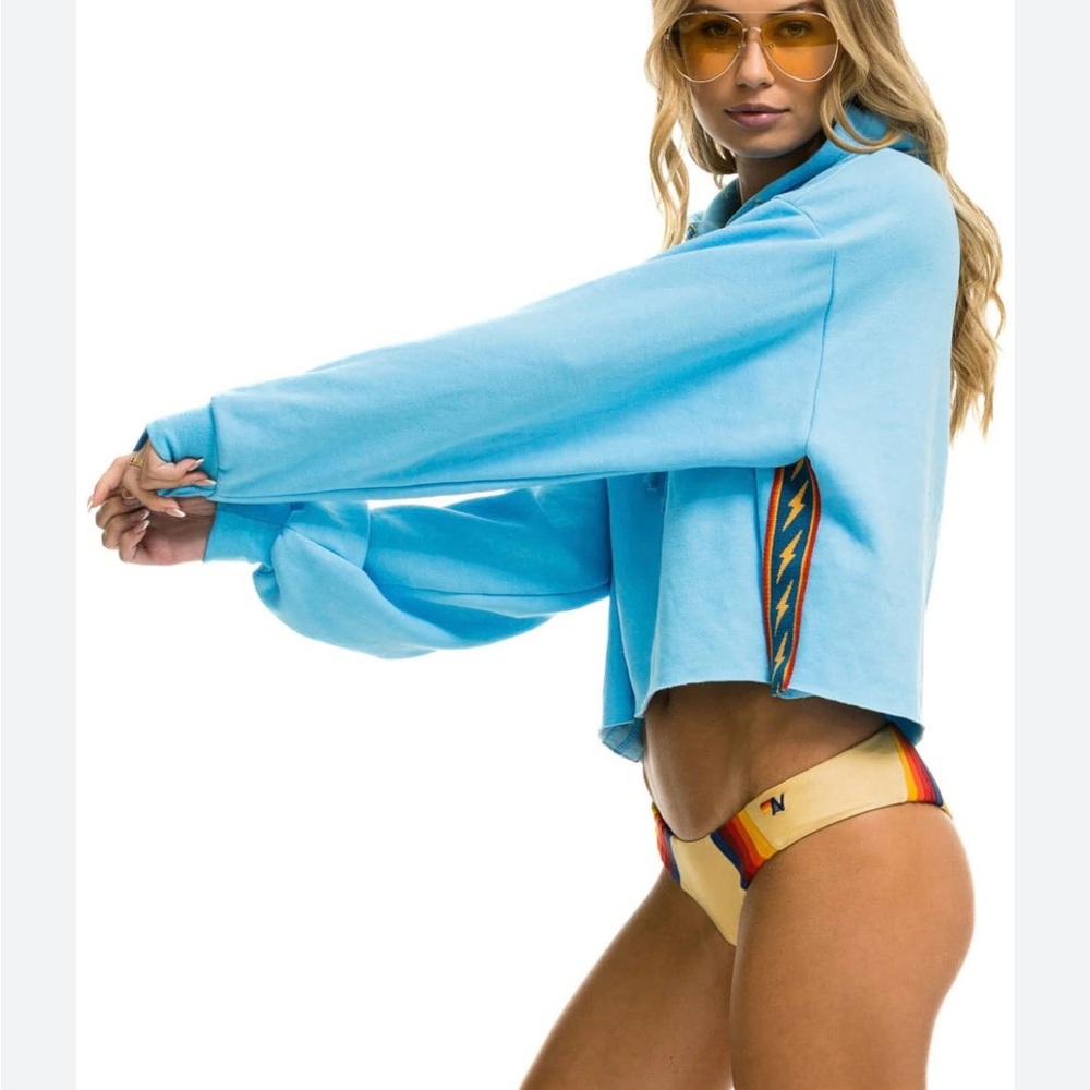 Aviator Nation Relaxed Cropped Bolt Hoodie XL